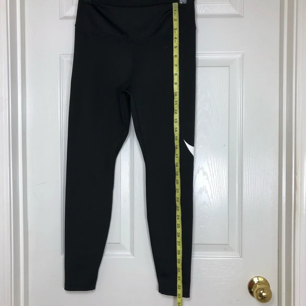 NIKE Dri Fit Running Swoosh Logo Waistband With Pocket Black Leggings Size M_12
